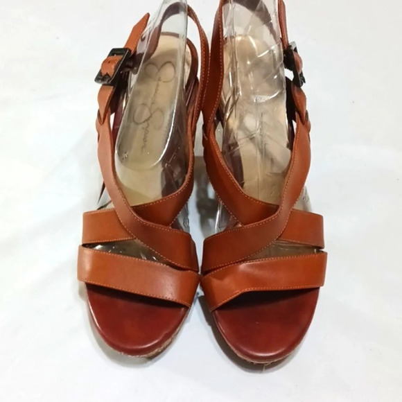 Jessica Simpson Brown Strappy Wedge Sandals Women'svsize 8.5 - Picture 2 of 12